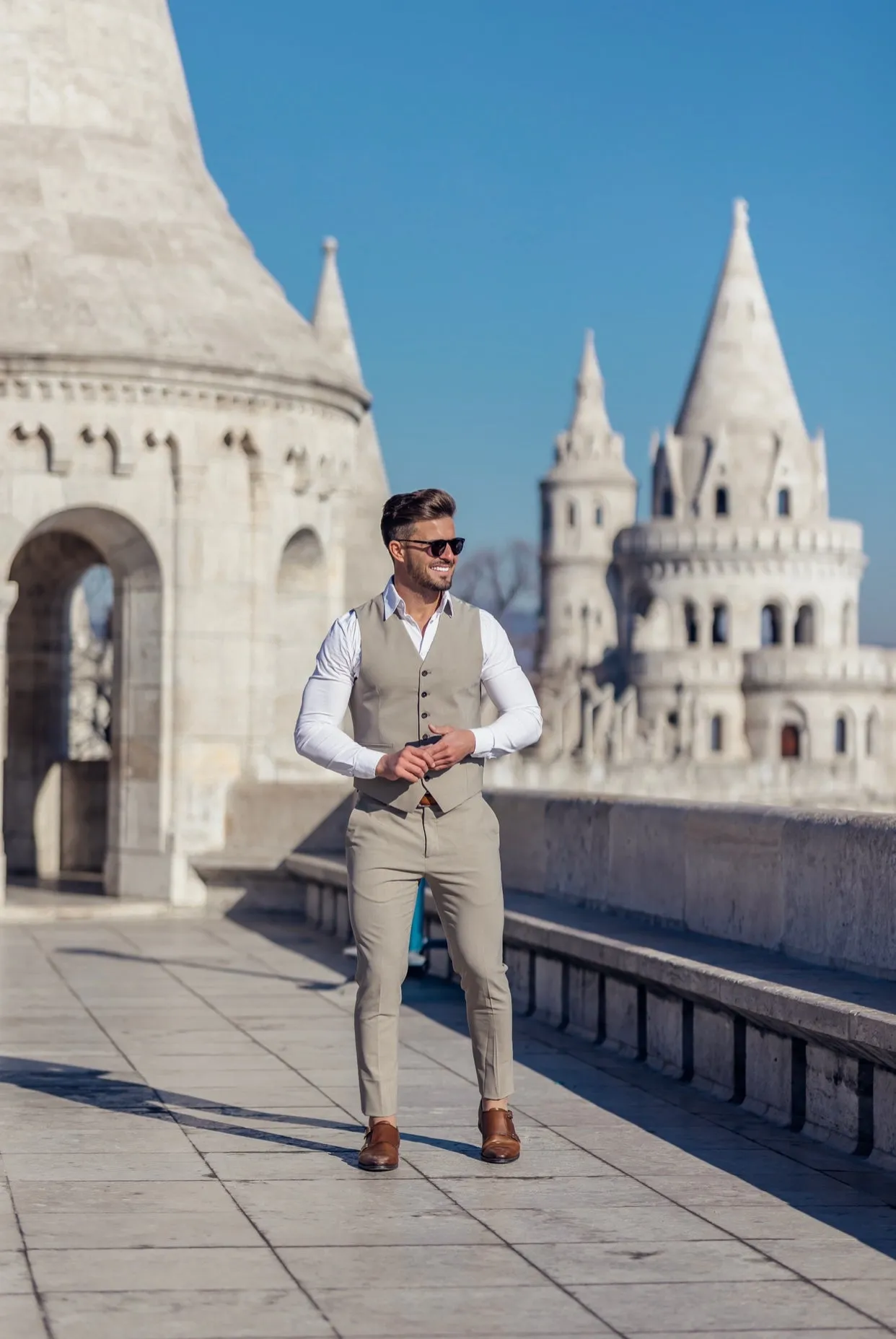 Father Sons Slim Formal Waistcoat Plain Beige - FSW003 sold by Father Sons product image thumbnail 5