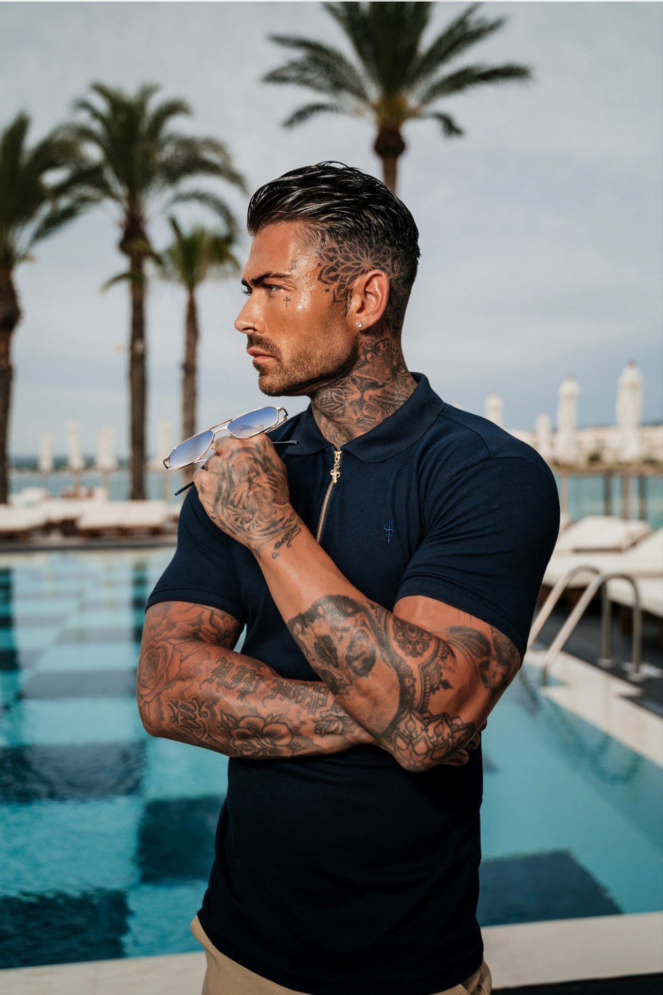 Classic Navy and Gold Zipped Polo Shirt - FSH809 sold by Father Sons product image thumbnail 2