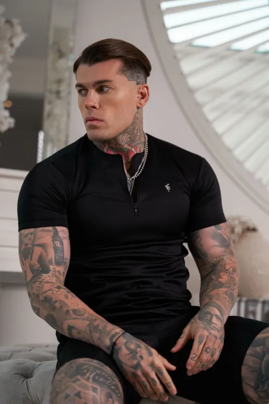 Father Sons Scuba Black / Silver Crew T Shirt With Zip Detail Short Sleeve - FSH1032 sold by Father Sons