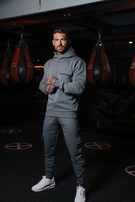 Father Sons Dark Grey Cargo Hoodie With FS Embroidery - FSH933 sold by Father Sons