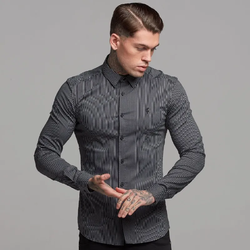 Father Sons Super Slim Stretch Black White Stripe Long Sleeve - FS458 sold by Father Sons