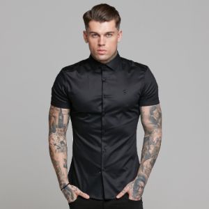 Father Sons Slim Sateen Classic Black Short Sleeve - FS546 sold by Father Sons