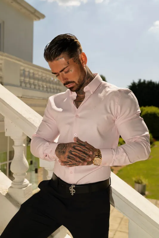 Father Sons Classic Stretch Oxford Long Sleeve Pink - FS1016 sold by Father Sons