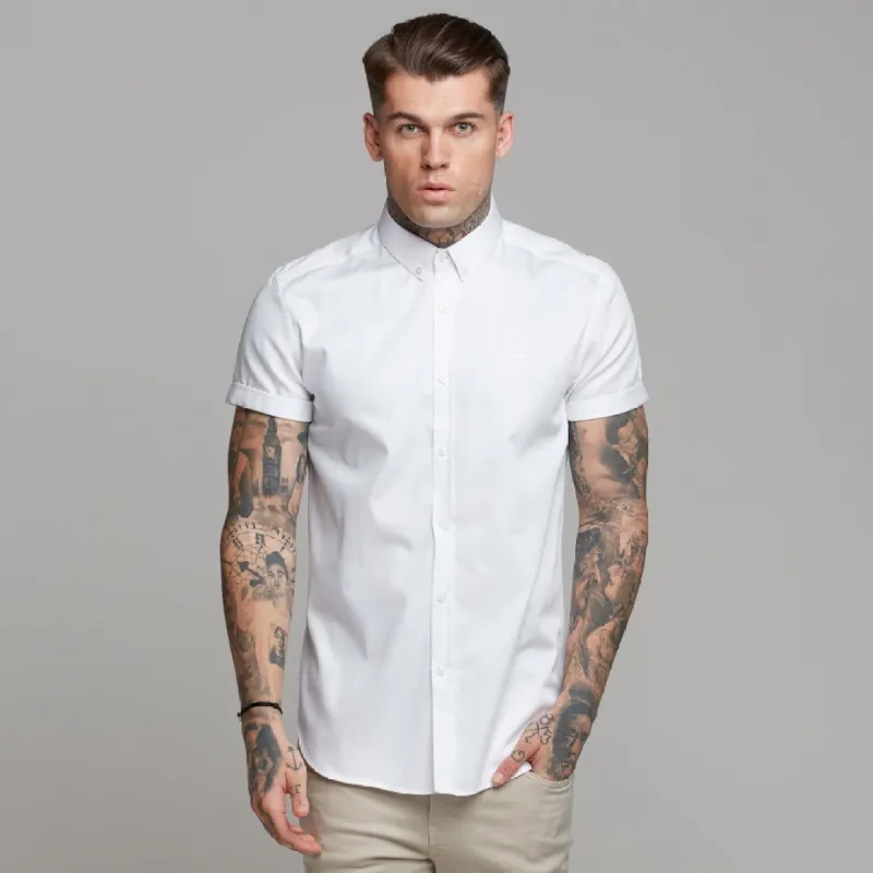 Father Sons Classic White Luxe Egyptian Cotton Button Down Short Sleeve - FS494 sold by Father Sons