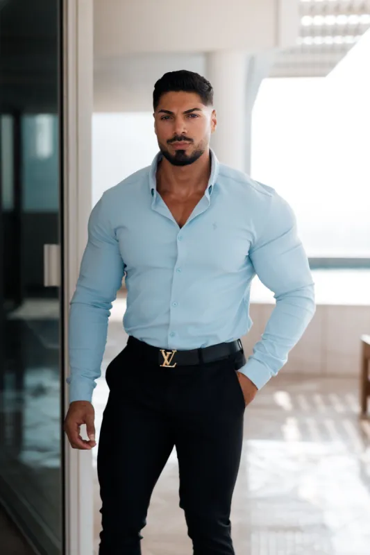 Father Sons Super Slim Scuba Light Blue Long Sleeve Stretch - FS884 sold by Father Sons