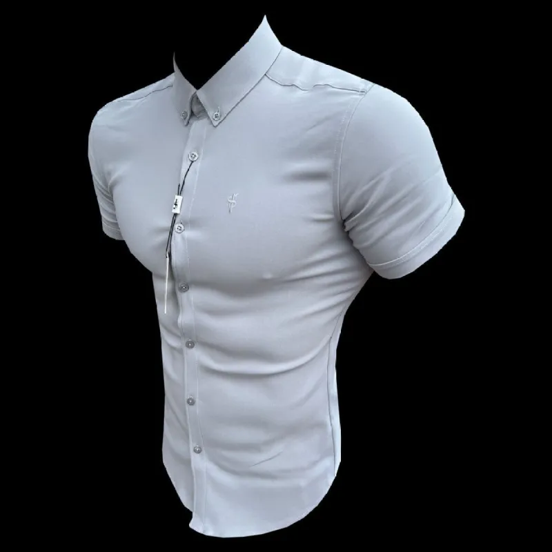 Father Sons Super Slim Scuba Silver Grey Short Sleeve Stretch - FS883 sold by Father Sons