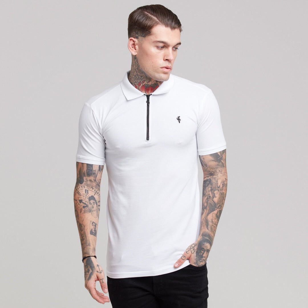 Classic White Zipped Polo Shirt - FSH299 sold by Father Sons product image thumbnail 5