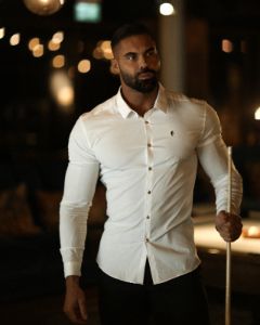 Father Sons Super Slim Stretch White Denim Long Sleeve with Gold Metal Decal and Buttons - FS893 sold by Father Sons