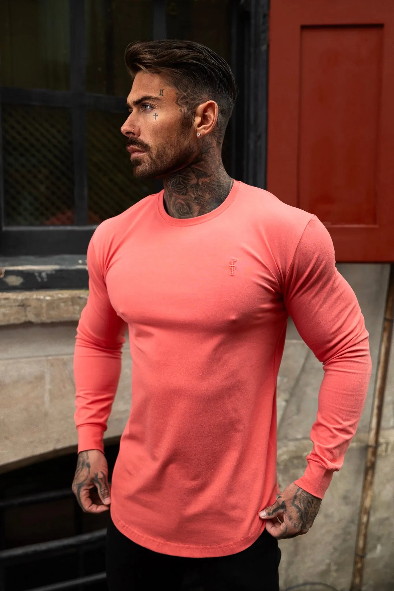 Father Sons Classic Coral Tonal Curved Hem Long Sleeve Crew T Shirt - FSH1000 sold by Father Sons product image thumbnail 4