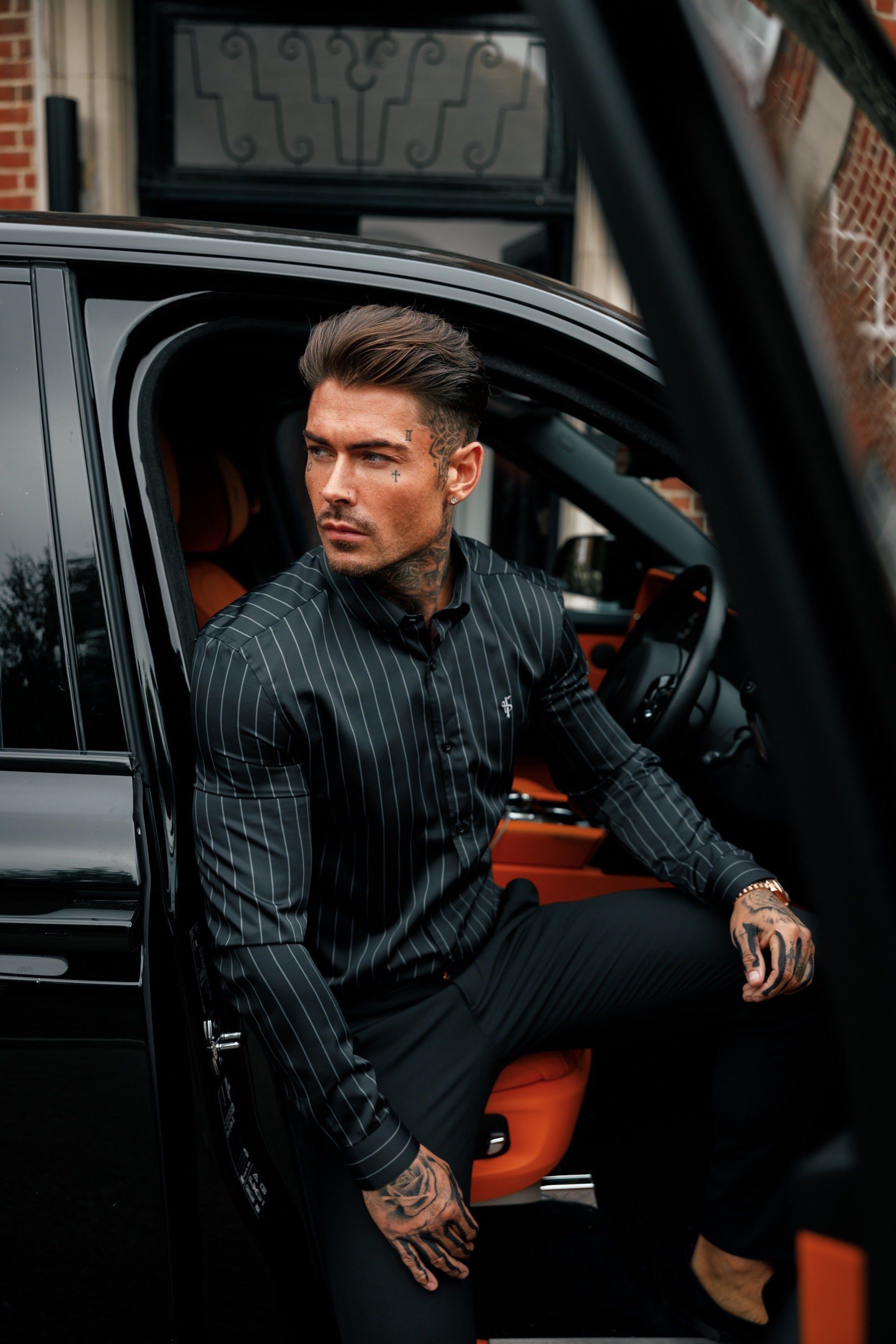 Classic Black / Grey Woven Sateen Stripe Long Sleeve - FS993 sold by Father Sons product image thumbnail 2