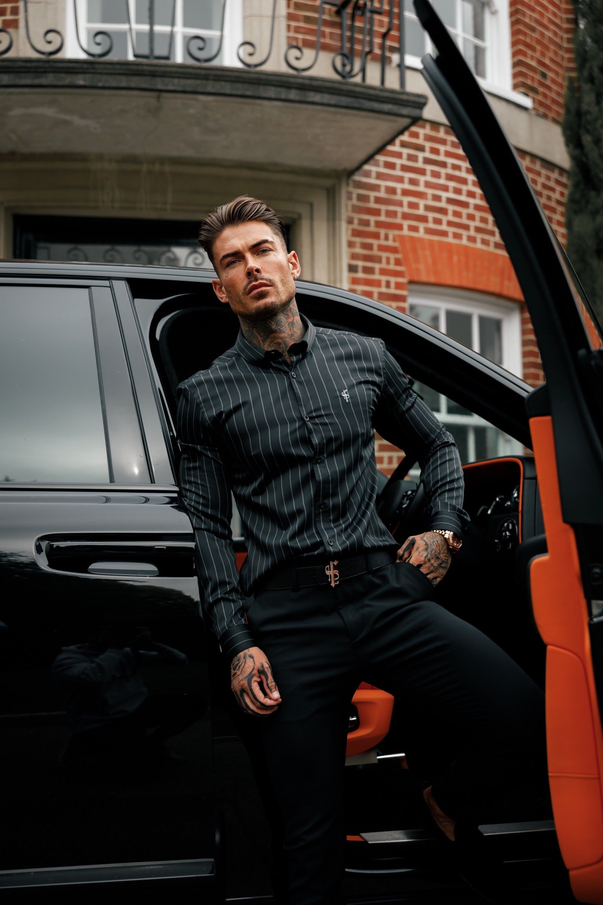 Classic Black / Grey Woven Sateen Stripe Long Sleeve - FS993 sold by Father Sons product image thumbnail 3