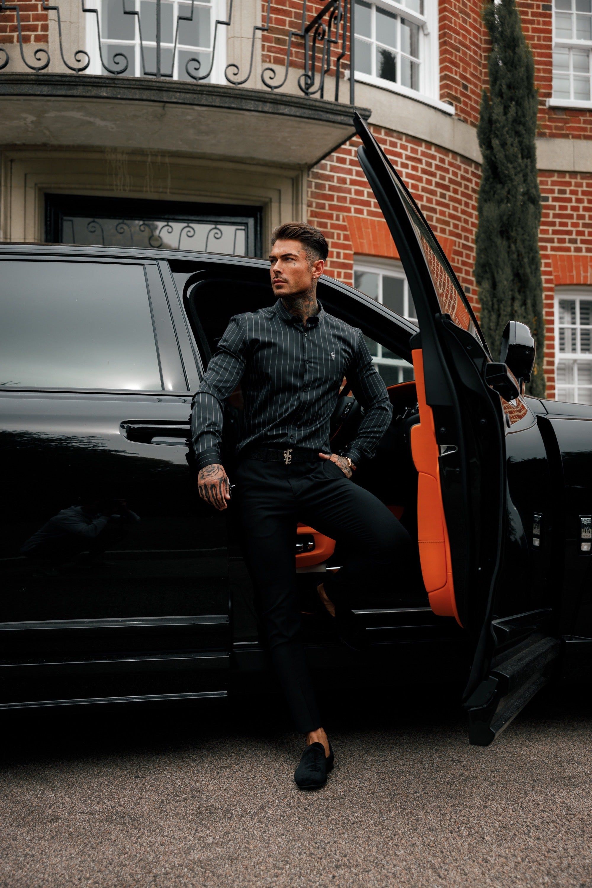 Classic Black / Grey Woven Sateen Stripe Long Sleeve - FS993 sold by Father Sons product image thumbnail 4