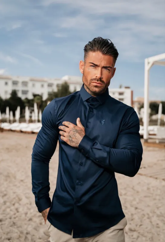 Slim Sateen Classic Navy Long Sleeve - FS547 made by Father Sons