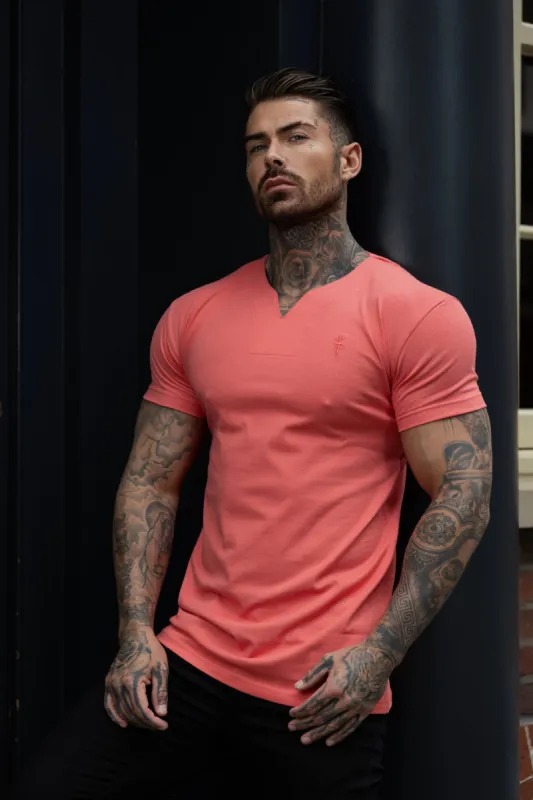 Father Sons Advanced V Neck Crew Short Sleeve Coral - FSH1018 sold by Father Sons