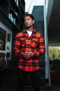 Father Sons Red / Black Check Shacket With Double Pockets - FS1037 sold by Father Sons