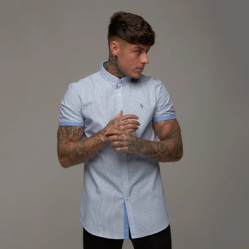 Father Sons Classic Light Blue White Stripe Short Sleeve - FS257 (LAST CHANCE) sold by Father Sons