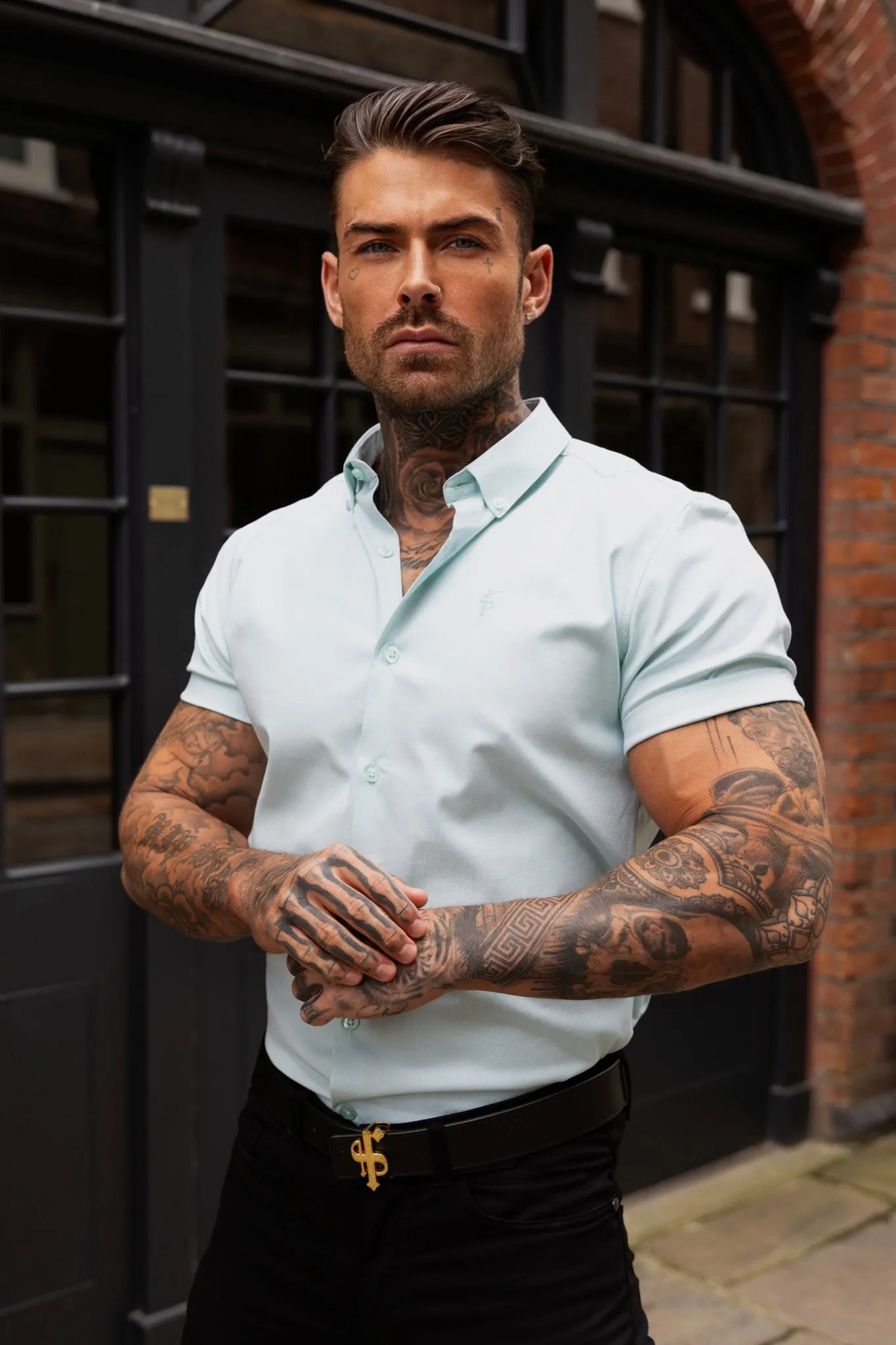 Father Sons Classic Stretch Oxford Short Sleeve Mint - FS1011 sold by Father Sons product image thumbnail 3