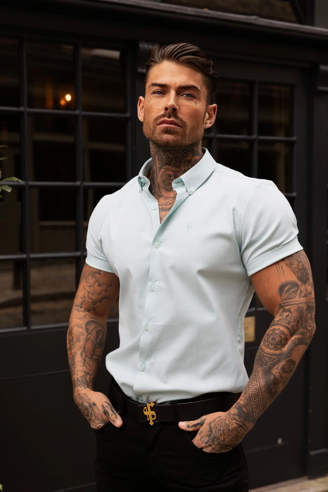 Father Sons Classic Stretch Oxford Short Sleeve Mint - FS1011 sold by Father Sons product image thumbnail 4