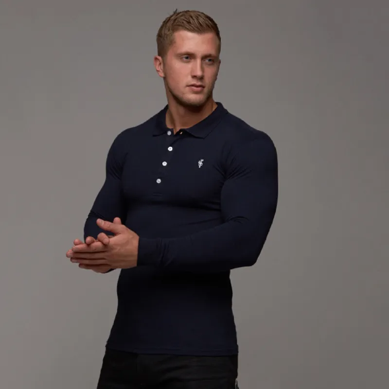 Father Sons Classic Navy Polo Long Sleeve Shirt - FSH036 sold by Father Sons