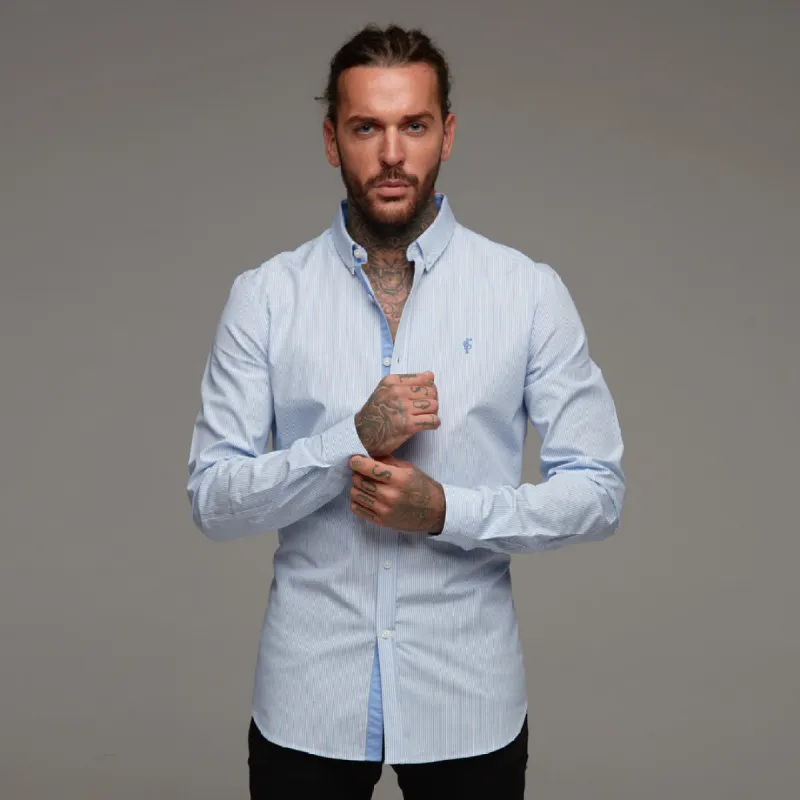 Father Sons Classic Light Blue White Stripe Long Sleeve - FS256 (LAST CHANCE) sold by Father Sons