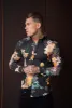 Father Sons Super Slim Stretch Black Mixed Lily Floral Print Long Sleeve with Button Down Collar - FS854 sold by Father Sons