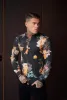 Father Sons Super Slim Stretch Black Mixed Lily Floral Print Long Sleeve with Button Down Collar - FS854 sold by Father Sons