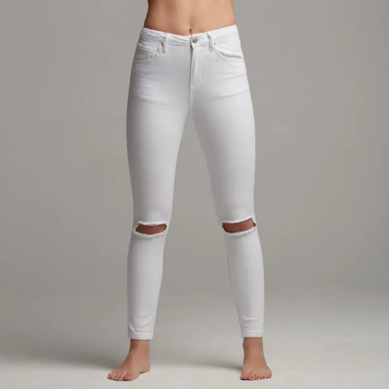 GIGI RIPPED WHITE JEANS - CT059 sold by Father Sons