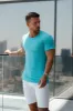 Father Sons Classic Turquoise / Silver Ribbed Knit Super Slim Short Sleeve Crew - FSH1092 sold by Father Sons
