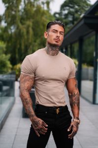 Father Sons Taupe Bamboo Crew T Shirt - FSH839 sold by Father Sons