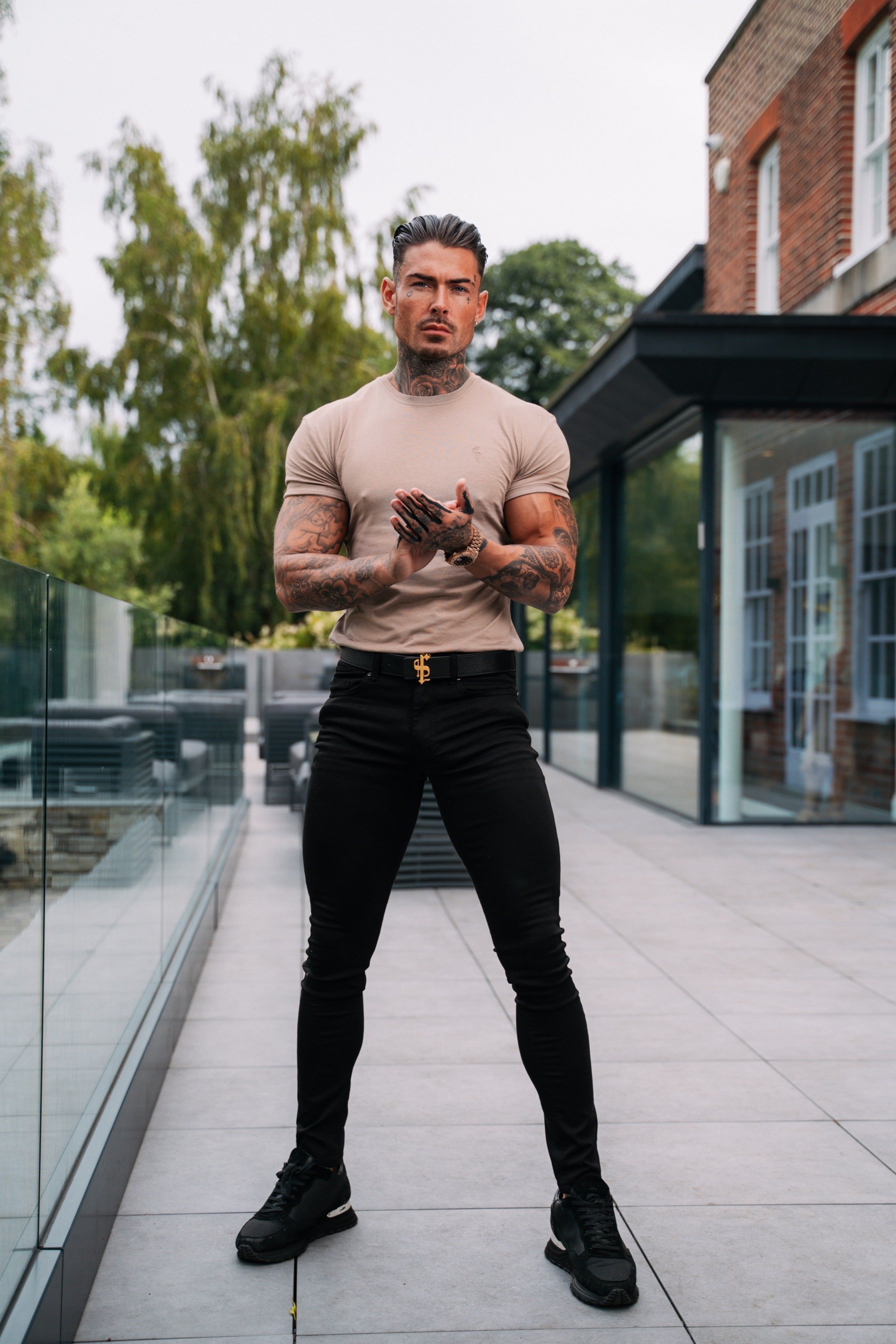 Taupe Bamboo Crew T Shirt - FSH839 sold by Father Sons product image thumbnail 2