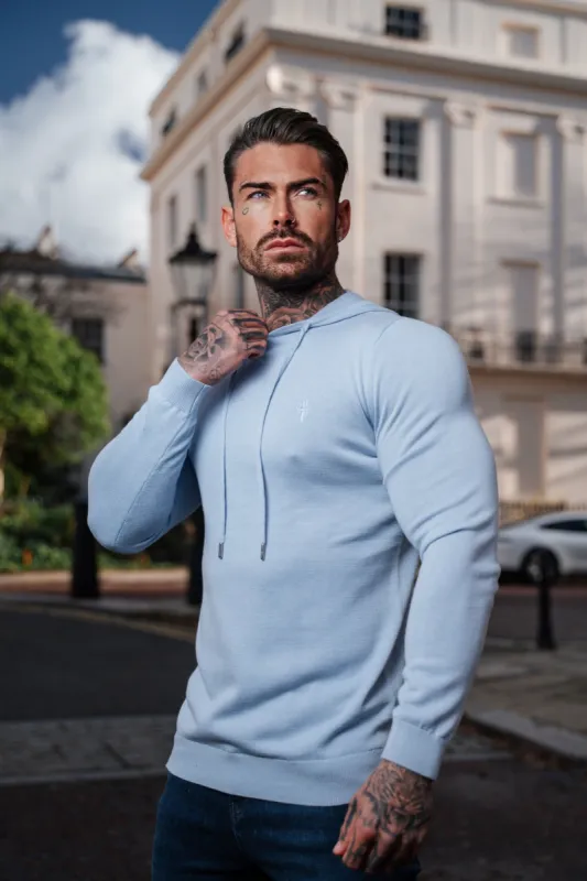 Father Sons Light Blue Knitted Overhead Hoodie - FSN113 sold by Father Sons