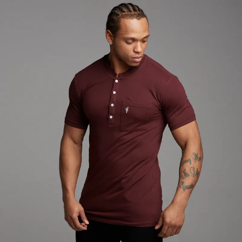 Classic Burgundy Grandad Polo Shirt - FSH195 sold by Father Sons