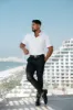 Father Sons Super Slim Scuba White Short Sleeve Stretch - FS828 sold by Father Sons