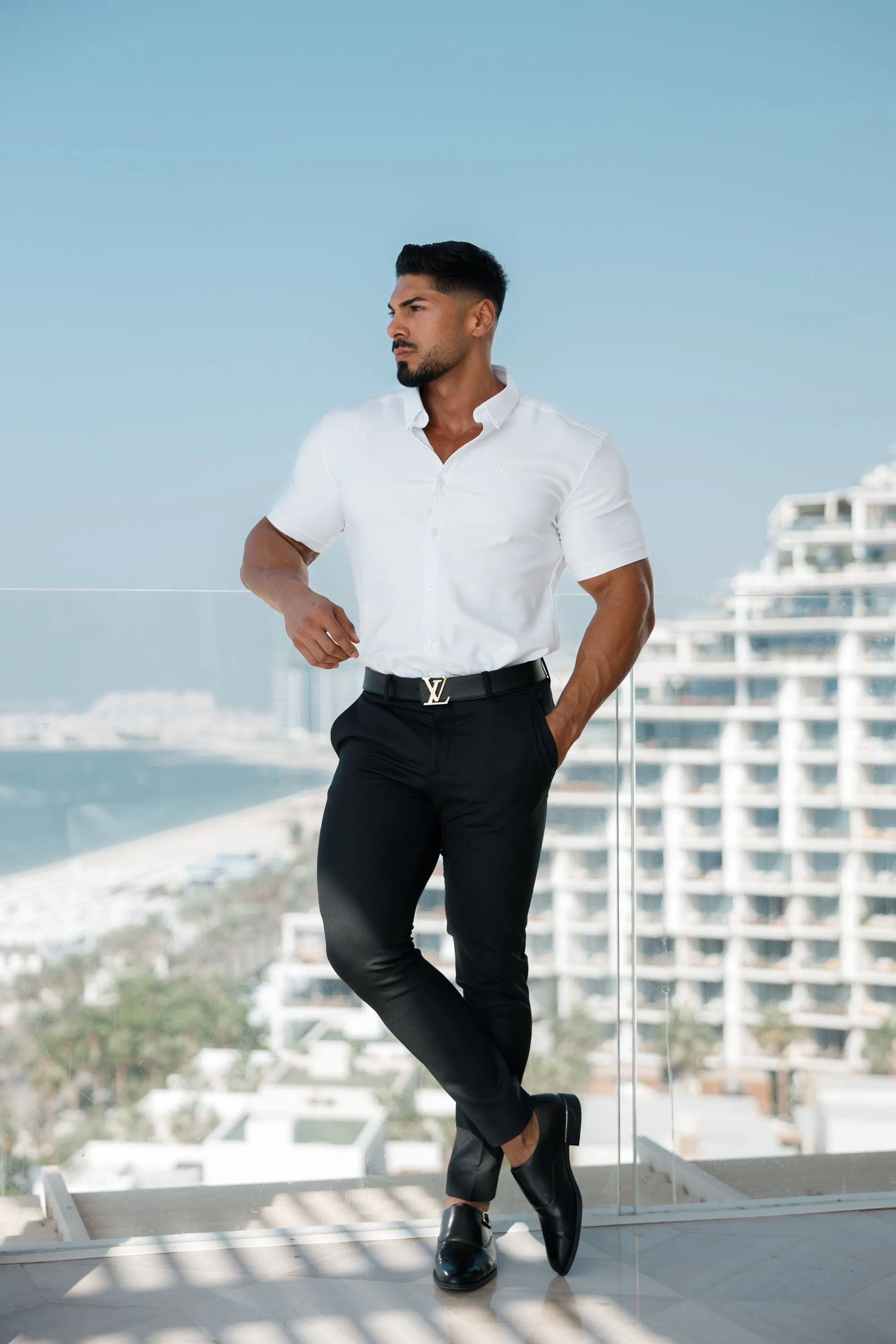 Father Sons Super Slim Scuba White Short Sleeve Stretch - FS828 (PRE ORDER 17TH DECEMBER) sold by Father Sons product image thumbnail 3