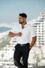 Father Sons Super Slim Scuba White Short Sleeve Stretch - FS828 sold by Father Sons