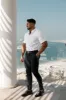 Father Sons Super Slim Scuba White Short Sleeve Stretch - FS828 sold by Father Sons