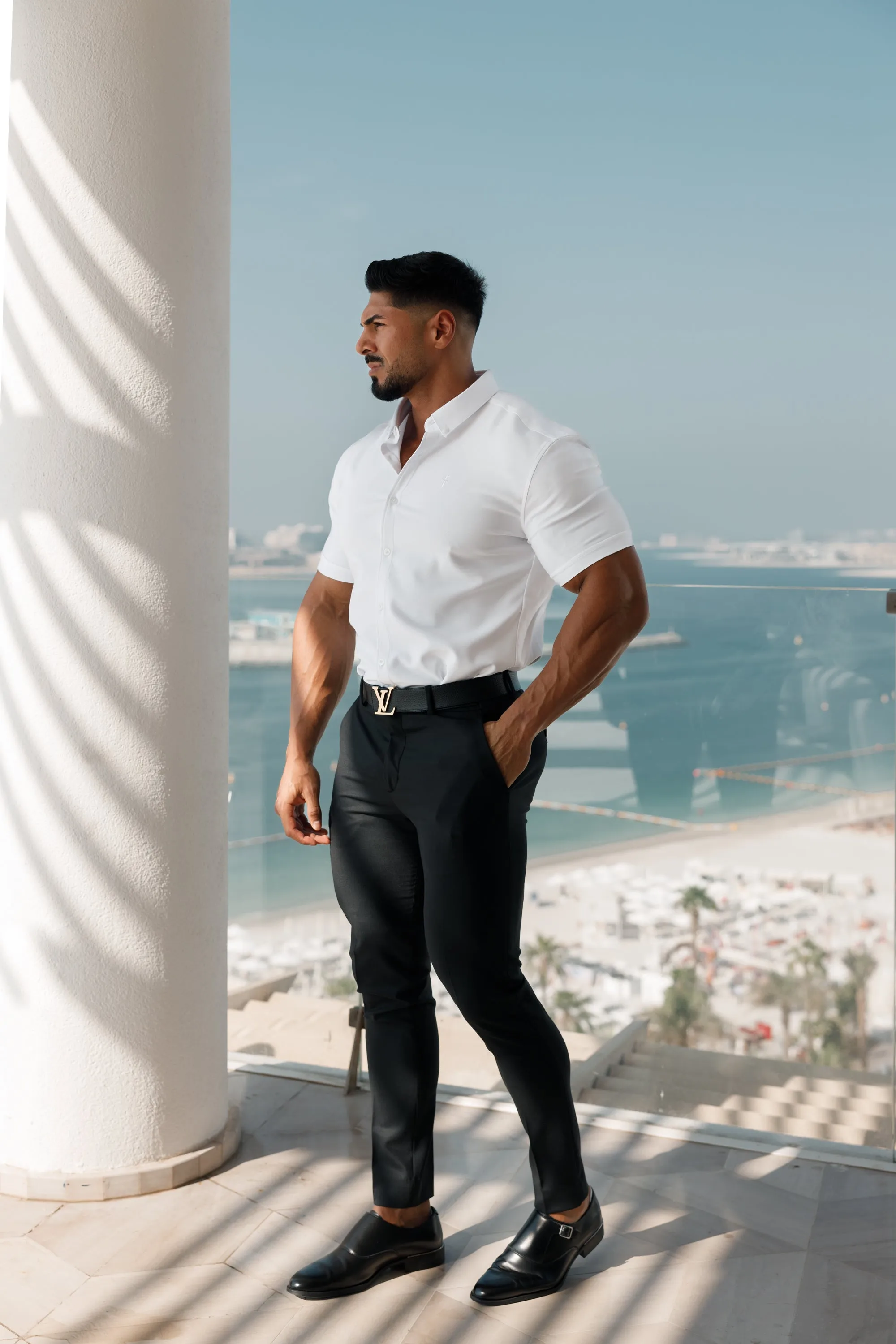 Father Sons Super Slim Scuba White Short Sleeve Stretch - FS828 (PRE ORDER 17TH DECEMBER) sold by Father Sons product image thumbnail 4