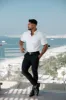 Father Sons Super Slim Scuba White Short Sleeve Stretch - FS828 sold by Father Sons