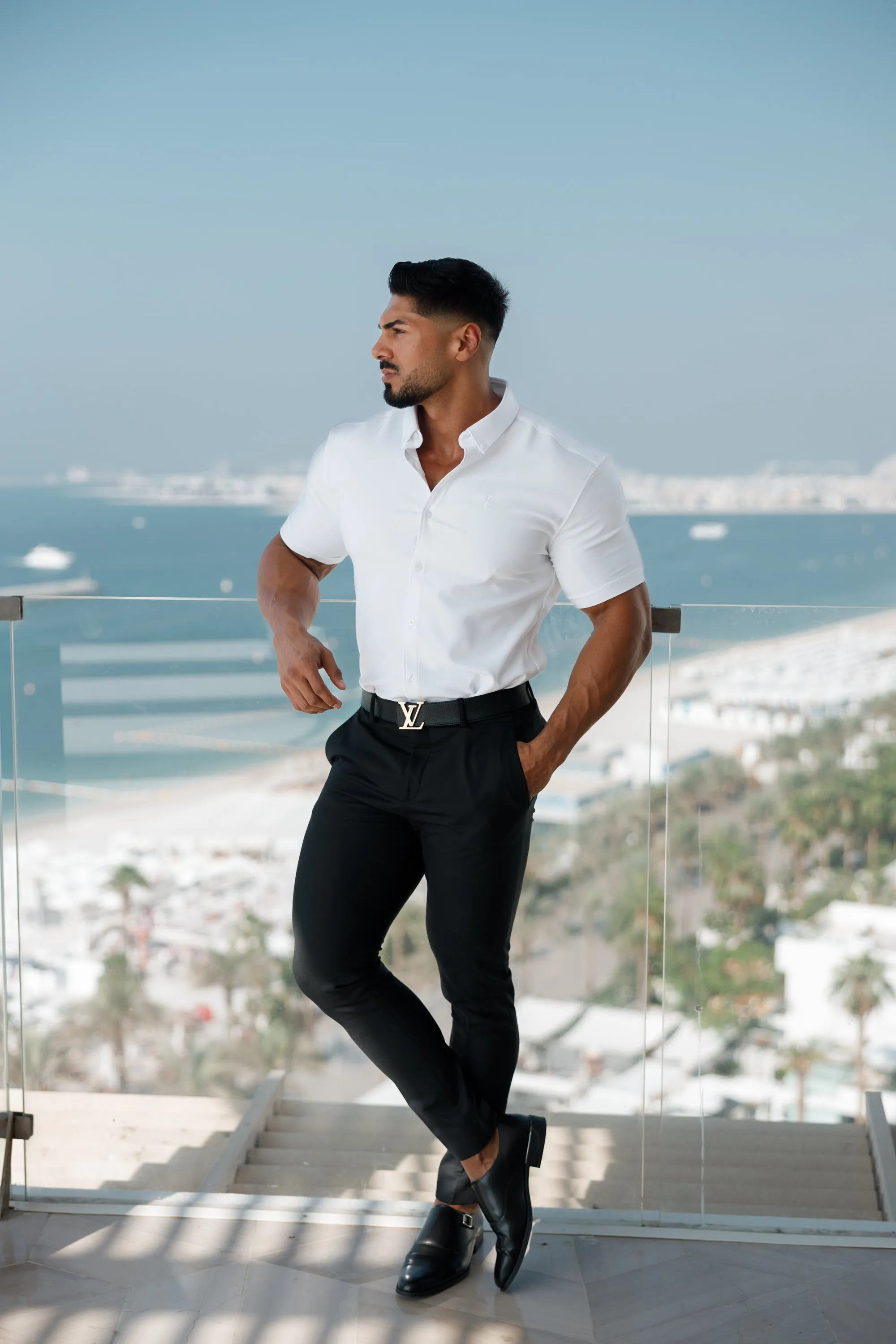 Father Sons Super Slim Scuba White Short Sleeve Stretch - FS828 (PRE ORDER 17TH DECEMBER) sold by Father Sons