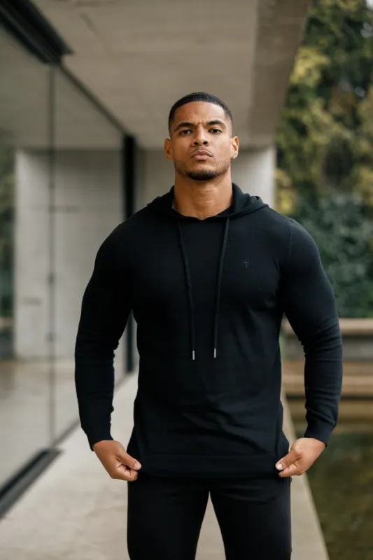 Father Sons Black Knitted Overhead Hoodie - FSN115 sold by Father Sons