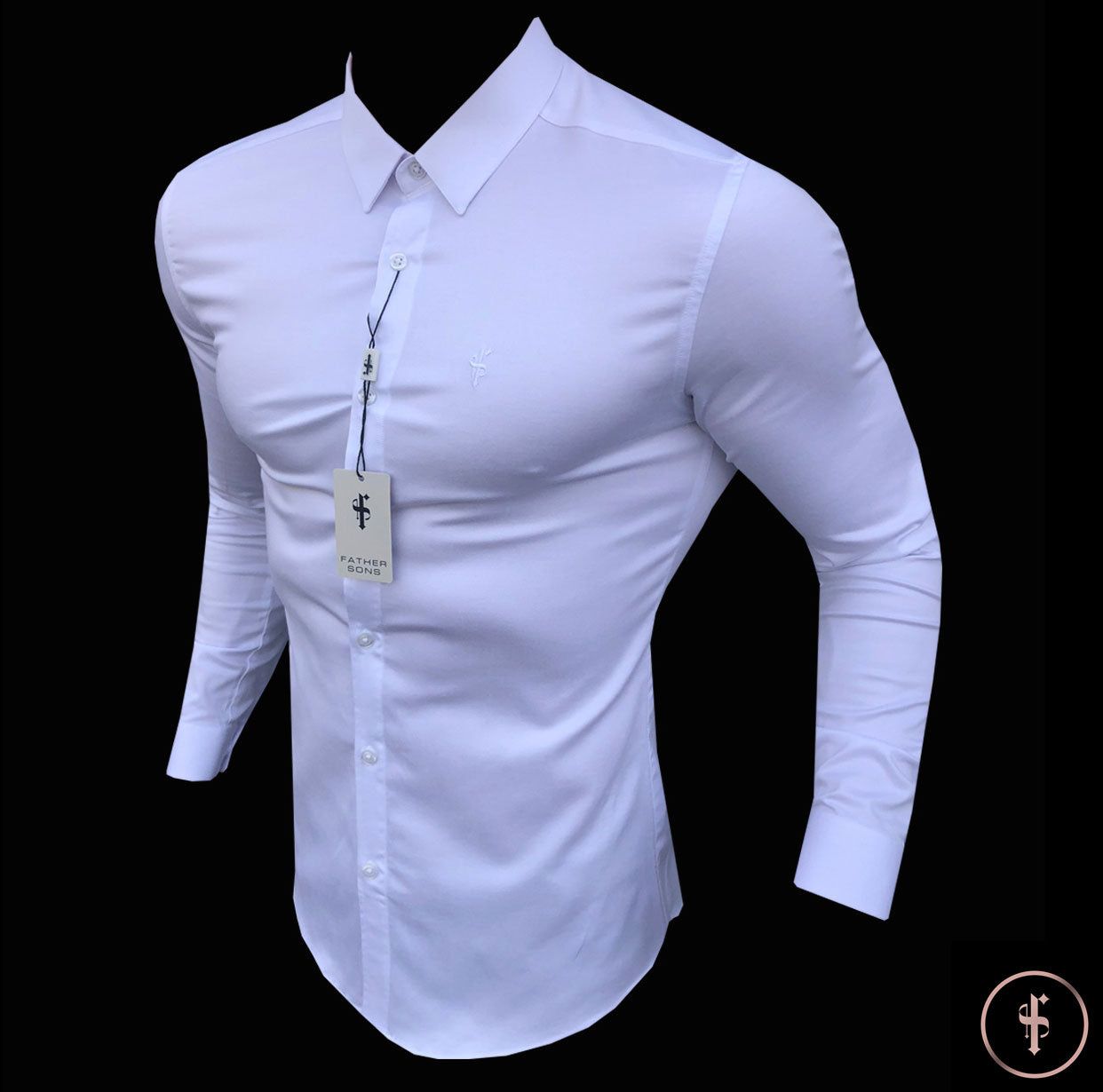 Father Sons Super Slim Luxe Ultra Stretch Classic White Long Sleeve - FS331 sold by Father Sons product image thumbnail 4