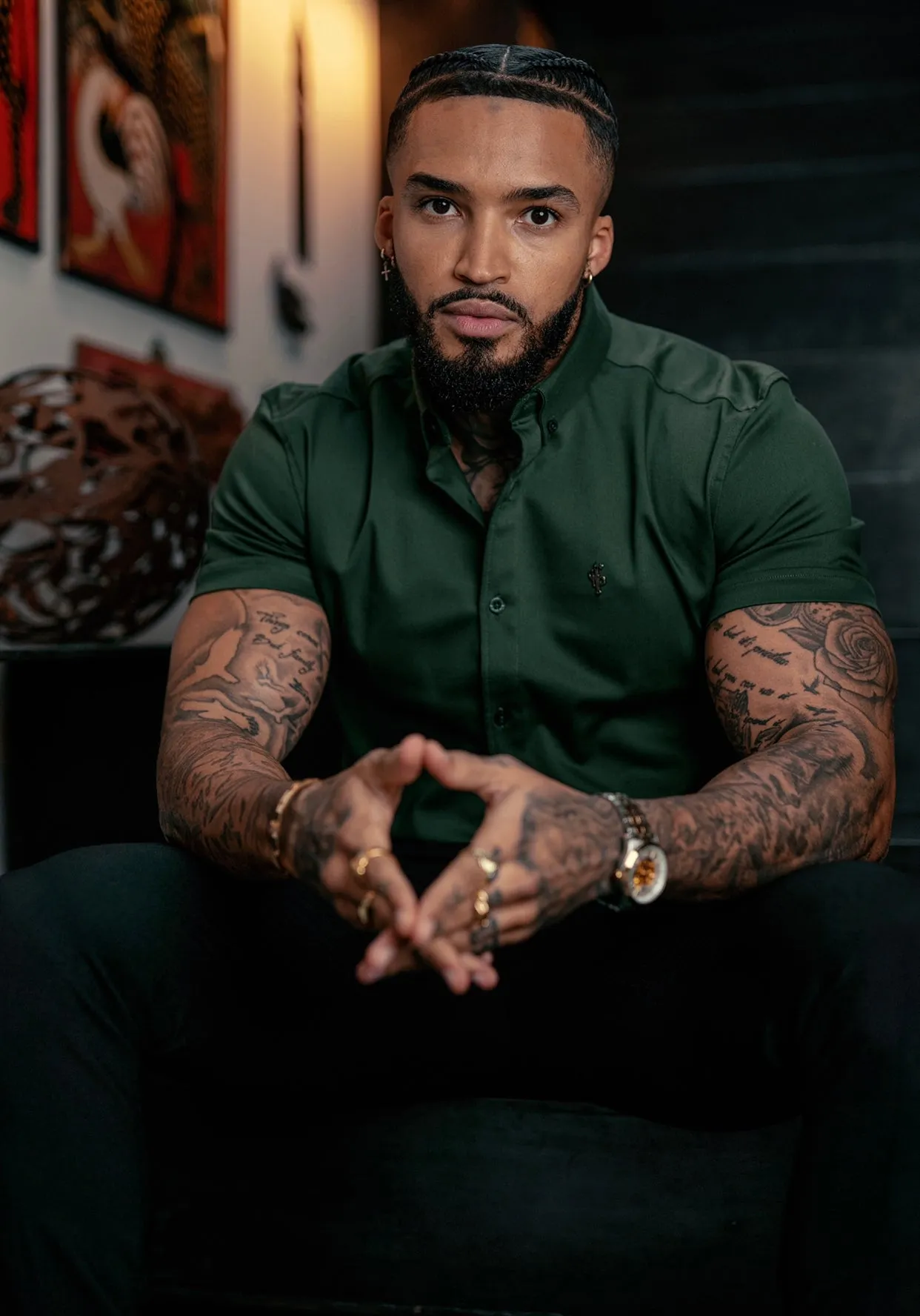 Father Sons Super Slim Stretch Khaki Denim Short Sleeve with Metal Decal Emblem - FS633 sold by Father Sons product image thumbnail 3