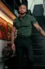 Father Sons Super Slim Stretch Khaki Denim Short Sleeve with Metal Decal Emblem - FS633 sold by Father Sons
