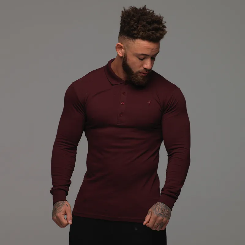 Classic Burgundy Long Sleeve Polo Shirt FSH034 sold by Father Sons