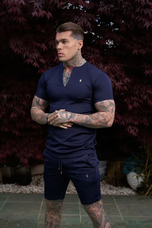 Father Sons Scuba Navy / Gold Crew T Shirt With Zip Detail Short Sleeve - FSH1033 sold by Father Sons