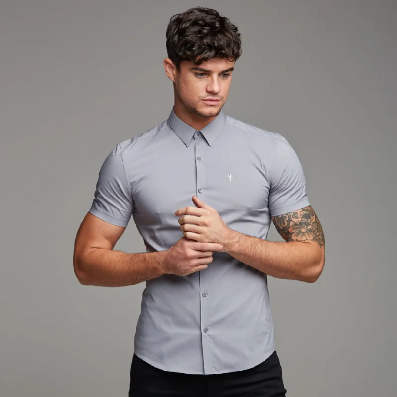 Father Sons Super Slim Stretch Classic Light Grey Short Sleeve - FS235 sold by Father Sons