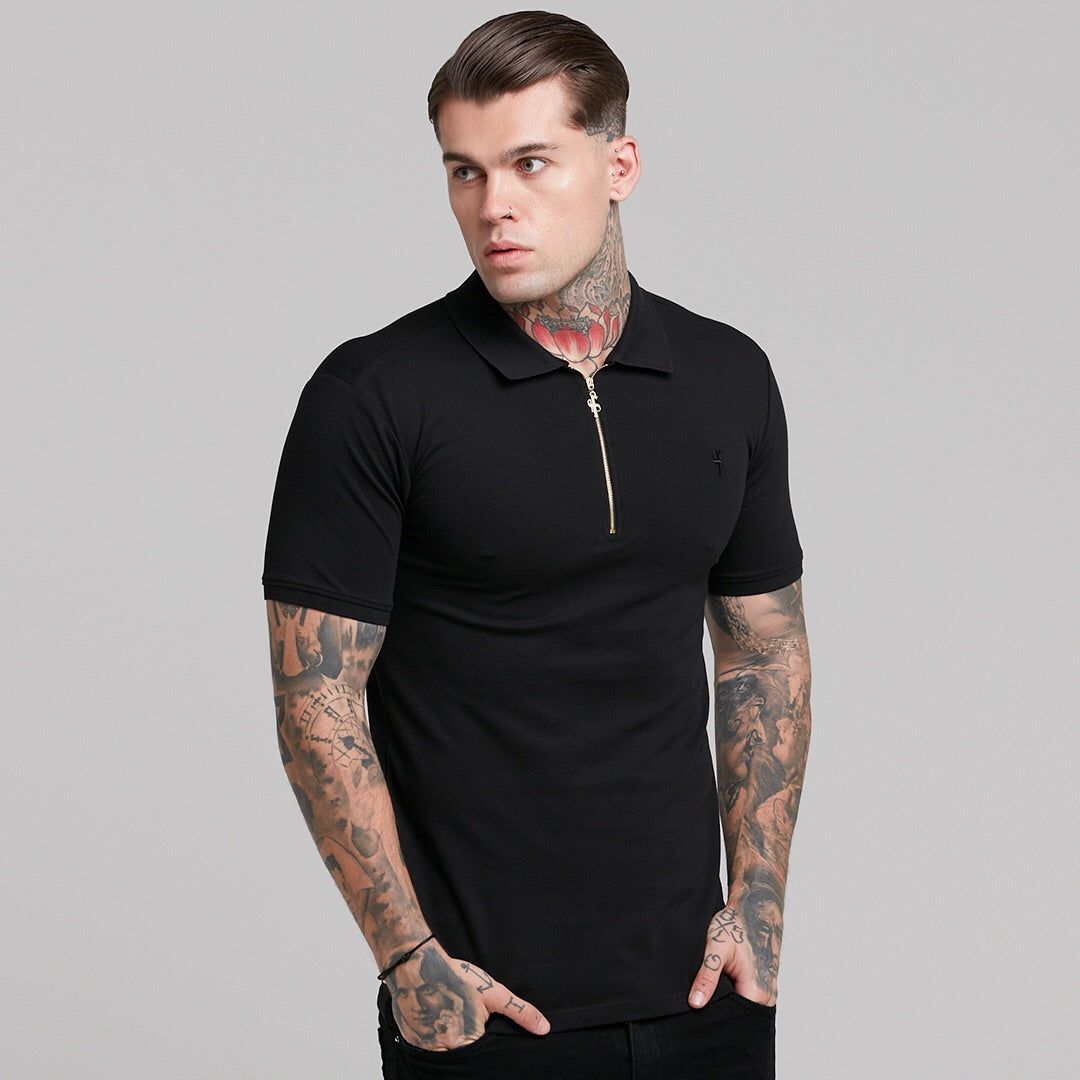 Classic Black and Gold Zipped Polo Shirt - FSH239 sold by Father Sons product image thumbnail 13