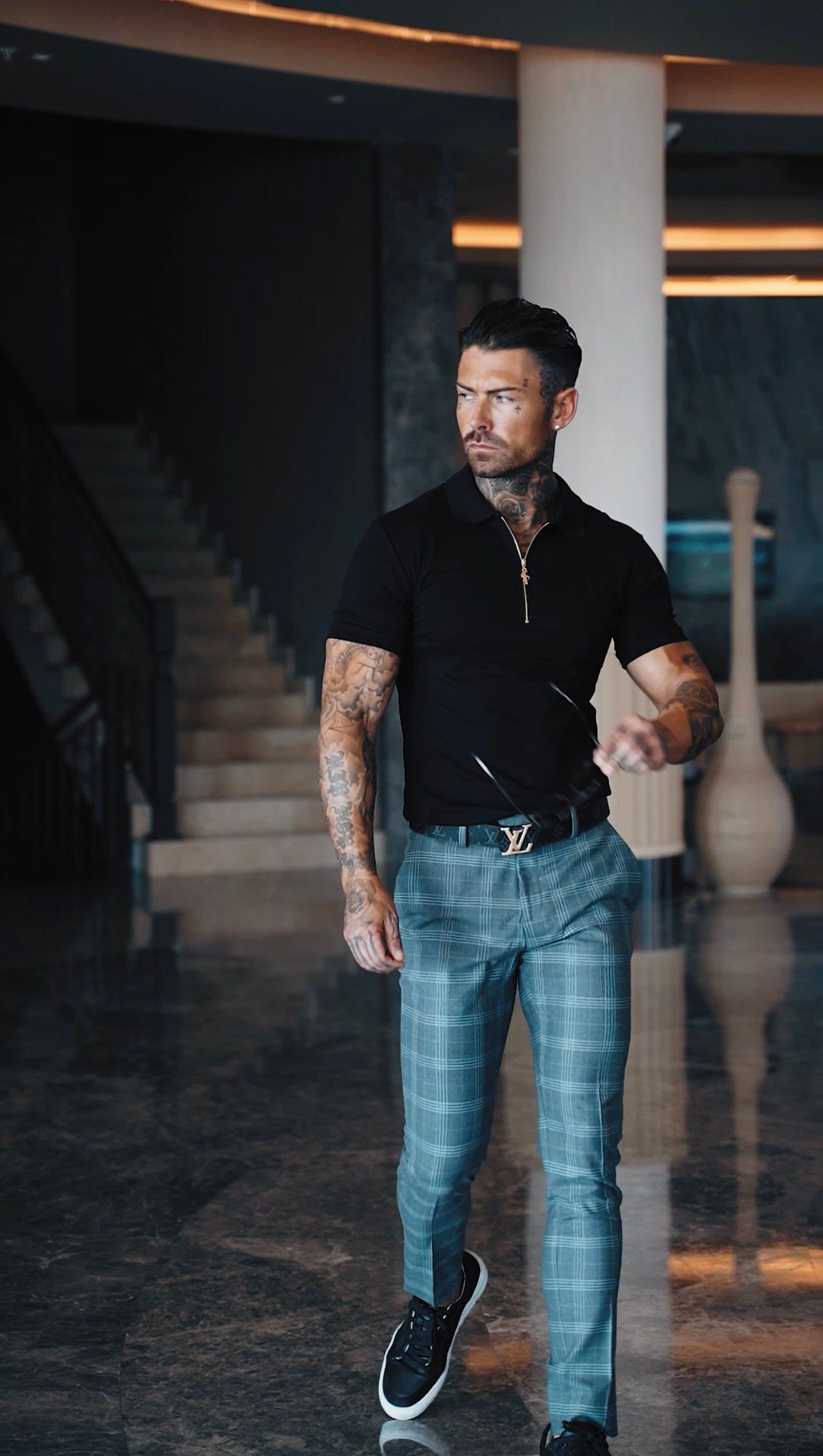 Classic Black and Gold Zipped Polo Shirt - FSH239 sold by Father Sons product image thumbnail 5