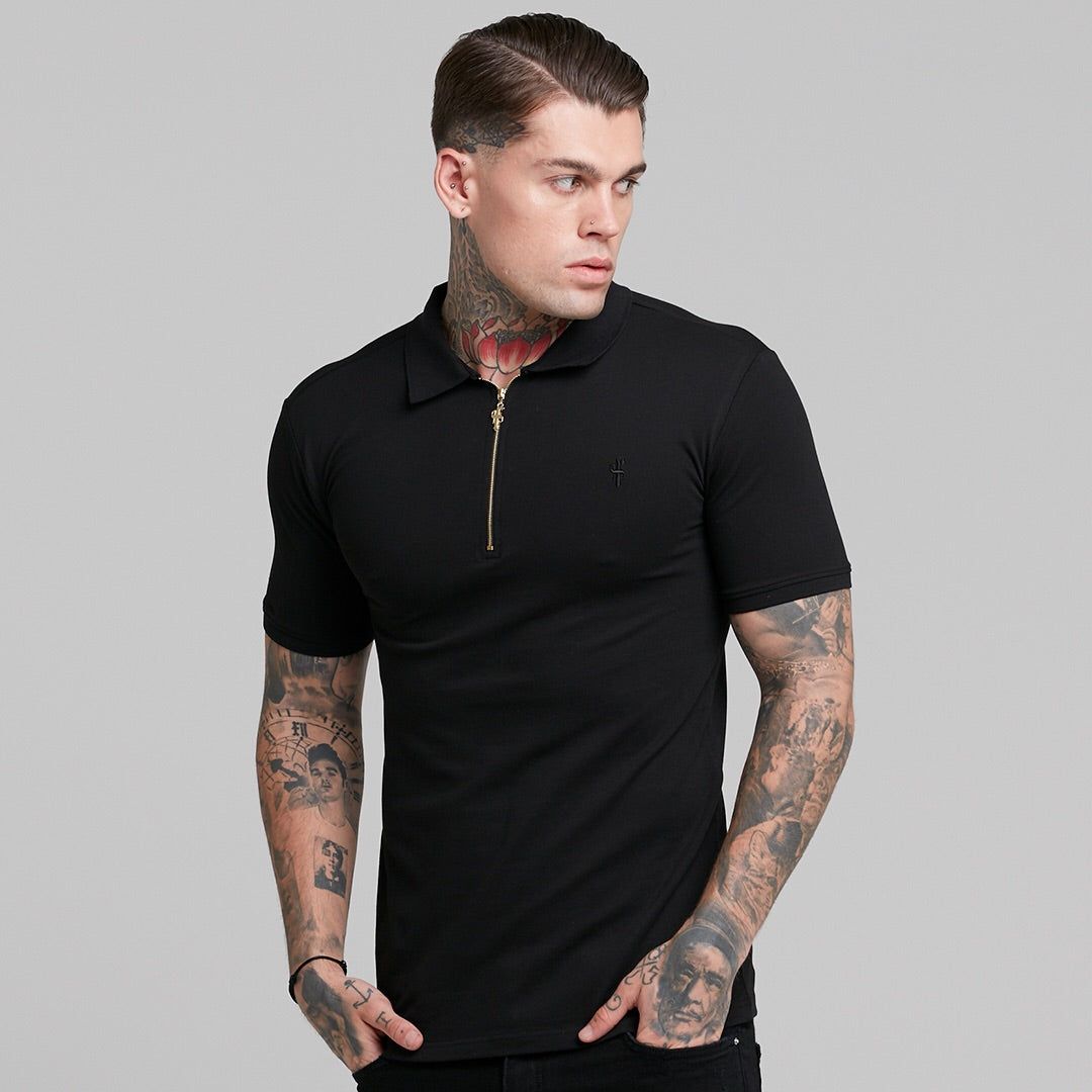 Classic Black and Gold Zipped Polo Shirt - FSH239 sold by Father Sons product image thumbnail 12