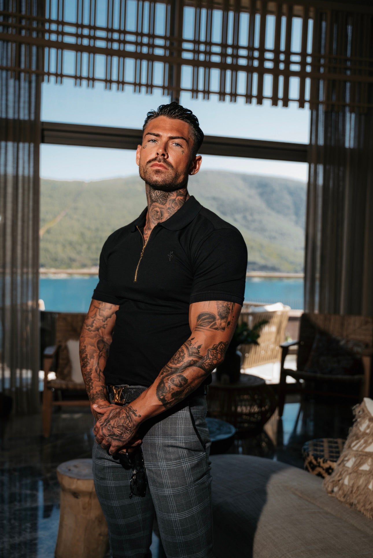 Classic Black and Gold Zipped Polo Shirt - FSH239 sold by Father Sons product image thumbnail 6